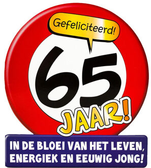 paperdreams Wenskaart/verjaardagskaart stopbord 65 jaar - 16 x 14 cm - 65e verjaardag - cadeaukaart Multi