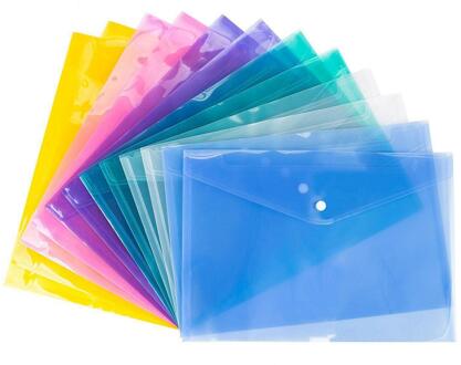 Papers Pocket popper Gesp Document Organizer, Willekeurige Kleur 12 stuks A4 Plastic Map