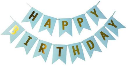 Papier Bunting Garland Banners Vlaggen Gelukkige Verjaardag Banner Kleurrijke Jongen Meisje Baby Decoratie Verjaardagsfeestje Decoratie Benodigdheden blauw