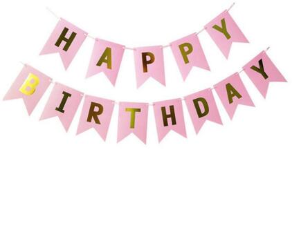 Papier Bunting Garland Banners Vlaggen Gelukkige Verjaardag Banner Kleurrijke Jongen Meisje Baby Decoratie Verjaardagsfeestje Decoratie Benodigdheden roze