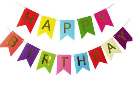 Papier Bunting Garland Banners Vlaggen Gelukkige Verjaardag Banner Kleurrijke Jongen Meisje Baby Decoratie Verjaardagsfeestje Decoratie Benodigdheden