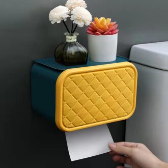 Papier Houder Waterdicht Wc Roll Dispenser Draagbare Opbergdoos Woonkamer Slaapkamer Muur Gemonteerde Tissue Doos blauw geel