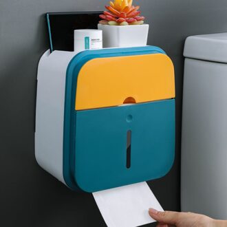 Papier Houder Waterdicht Wc Roll Dispenser Draagbare Opbergdoos Woonkamer Slaapkamer Muur Gemonteerde Tissue Doos geel blauw