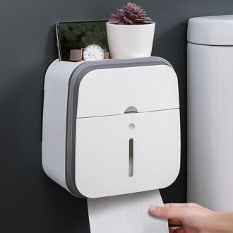 Papier Houder Waterdicht Wc Roll Dispenser Draagbare Opbergdoos Woonkamer Slaapkamer Muur Gemonteerde Tissue Doos grijs