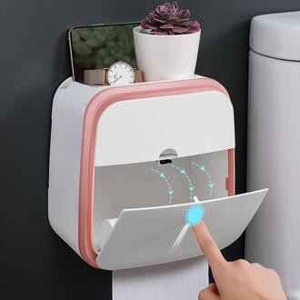 Papier Houder Waterdicht Wc Roll Dispenser Draagbare Opbergdoos Woonkamer Slaapkamer Muur Gemonteerde Tissue Doos roze