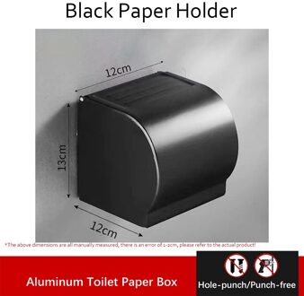 Papier Houders Badkamer Armatuur Hardware Punch-Gratis Toiletpapier Dispenser Stand Handdoek Waterdicht Rolhouder Sanitair zwart 12cm