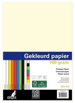 Papier Kangaro A4 160grs ass. - pak 50 vel