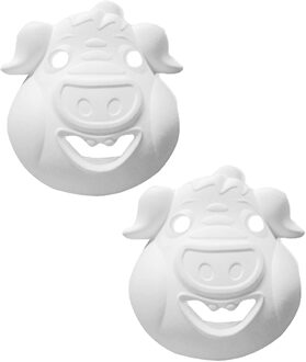 Papier mache dieren masker - 4x - varken - 22 x 22 cm - grimeer masker - zelf beschilderen