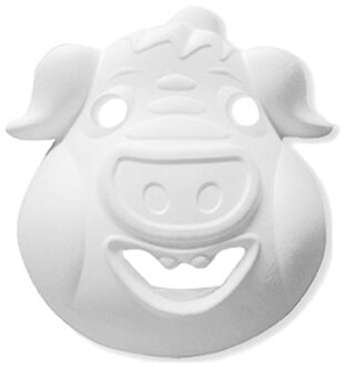 Papier mache dieren masker - varken - 22 x 22 cm - grimeer masker - zelf beschilderen Multi