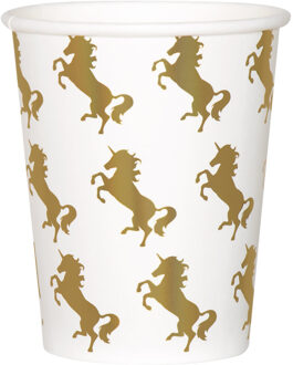 Papieren bekers Unicorn set a 10 21cl wit