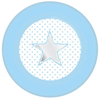 Papieren bordjes ster geboorte jongen 8x stuks Blauw