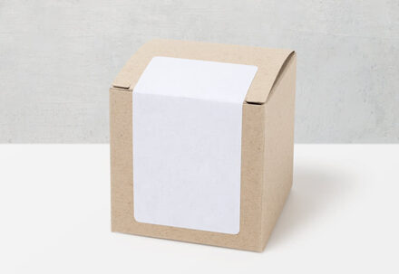 Papieren doos beige rechthoekige sticker - set van 24