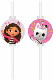 Papieren Drinkrietjes Medaillon Gabby's Dollhouse (4st) Multikleur - Print