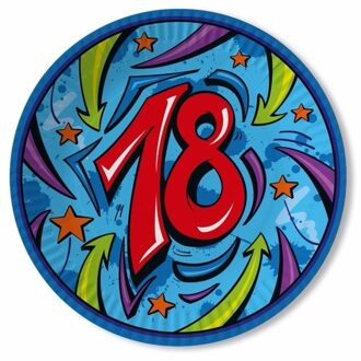 Papieren feest bordjes 18 jaar thema - blauw - 20x stuks - Verjaardag feestartikelen - Dia 23 cm