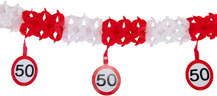 Papieren feest slingers 50 jaar thema print van 4 meter - Feestslingers Multikleur