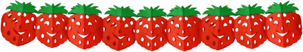 Papieren fruit thema feestslinger met aardbeien - papier - 300 cm - brandvertragend - gezondheid