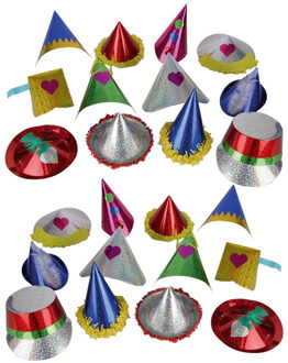 Papieren/kartonnen glitter feesthoedje voor kinderen - 6x - Verjaardag hoedjes