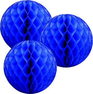Papieren kerstballen - 3x - blauw - 10 cm - kerstversiering