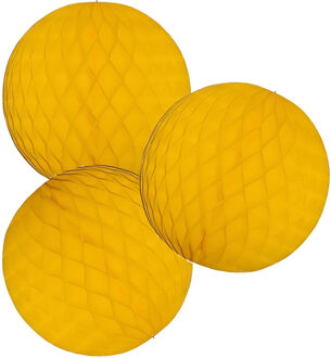 Papieren kerstballen - 3x - goudgeel - 10 cm - kerstversiering