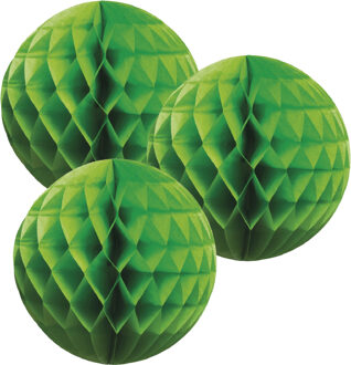 Papieren kerstballen - 3x - groen - 10 cm - kerstversiering
