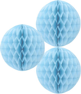 Papieren kerstballen - 3x - lichtblauw - 10 cm - kerstversiering