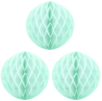Papieren kerstballen - 3x - mintgroen - 10 cm - kerstversiering