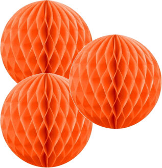 Papieren kerstballen - 3x - oranje - 10 cm - kerstversiering