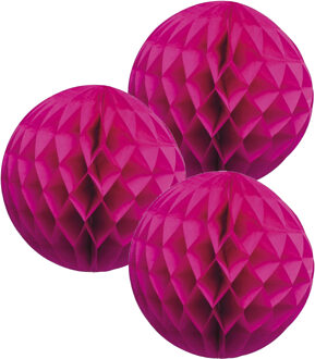 Papieren kerstballen - 3x - roze - 10 cm - kerstversiering