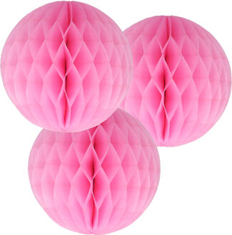 Papieren kerstballen - 3x - roze - 10 cm - kerstversiering