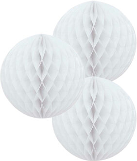 Papieren kerstballen - 3x - wit - 10 cm - kerstversiering