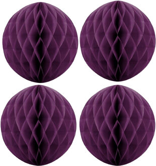 Papieren kerstballen - 4x - aubergine paars - 10 cm - kerstversiering