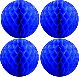 Papieren kerstballen - 4x - blauw - 10 cm - kerstversiering