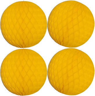 Papieren kerstballen - 4x - goudgeel - 10 cm - kerstversiering