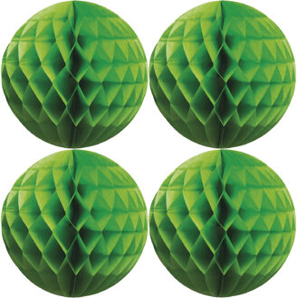 Papieren kerstballen - 4x - groen - 10 cm - kerstversiering