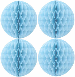 Papieren kerstballen - 4x - lichtblauw - 10 cm - kerstversiering