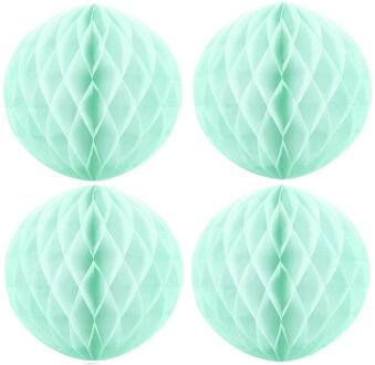 Papieren kerstballen - 4x - mintgroen - 10 cm - kerstversiering