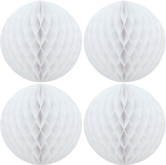 Papieren kerstballen - 4x - wit - 10 cm - kerstversiering