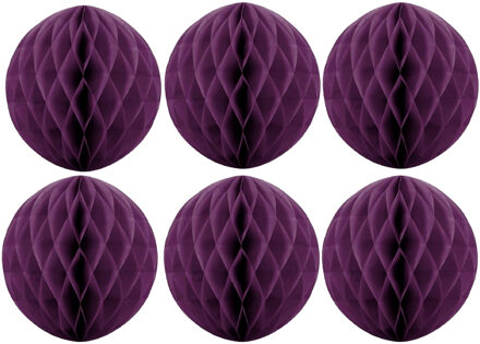 Papieren kerstballen - 6x - aubergine paars - 10 cm - kerstversiering