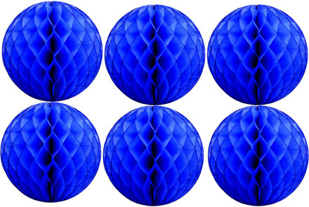 Papieren kerstballen - 6x - blauw - 10 cm - kerstversiering