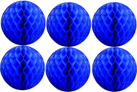 Papieren kerstballen - 6x - blauw - 10 cm - kerstversiering