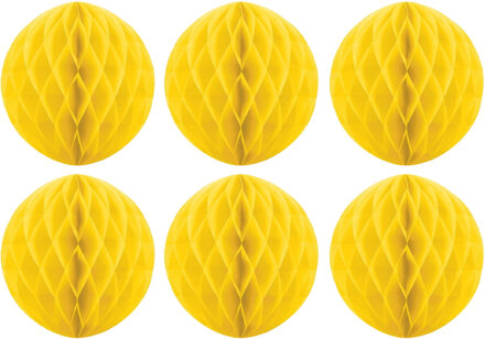 Papieren kerstballen - 6x - geel - 10 cm - kerstversiering