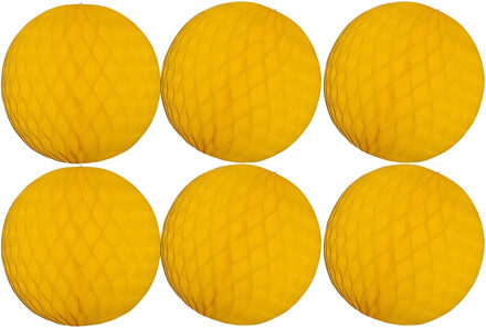 Papieren kerstballen - 6x - goudgeel - 10 cm - kerstversiering