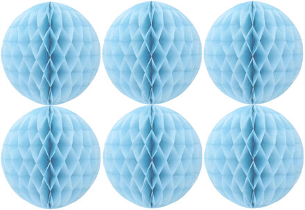 Papieren kerstballen - 6x - lichtblauw - 10 cm - kerstversiering