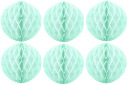Papieren kerstballen - 6x - mintgroen - 10 cm - kerstversiering
