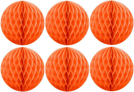 Papieren kerstballen - 6x - oranje - 10 cm - kerstversiering