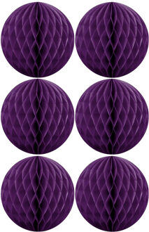 Papieren kerstballen - 6x - paars - 10 cm - kerstversiering