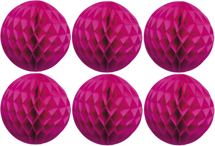 Papieren kerstballen - 6x - roze - 10 cm - kerstversiering