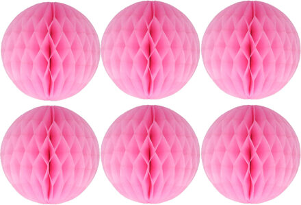 Papieren kerstballen - 6x - roze - 10 cm - kerstversiering