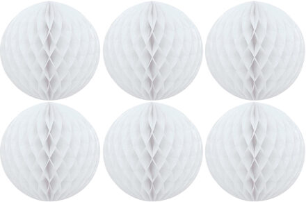 Papieren kerstballen - 6x - wit - 10 cm - kerstversiering
