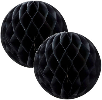 Papieren kerstballen - 6x - zwart - 10 cm - kerstversiering